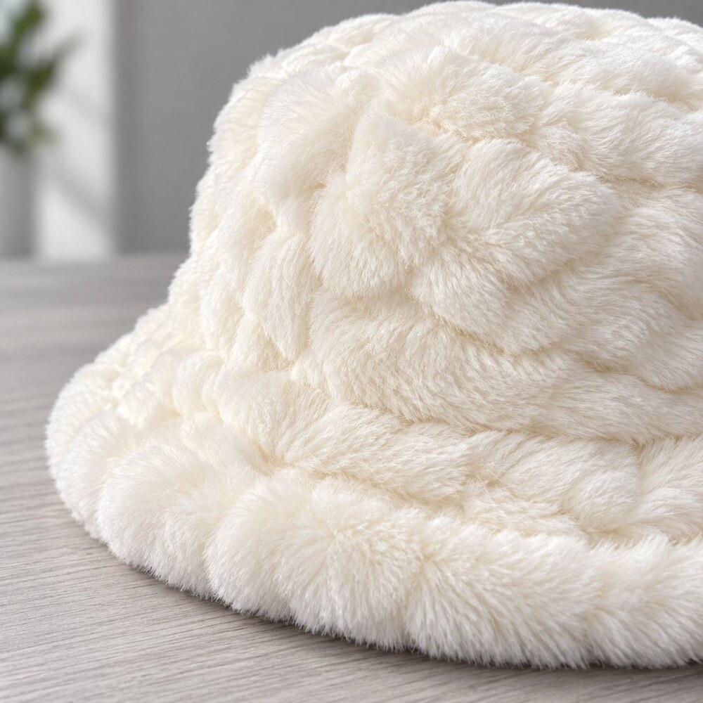 Dior White Teddy Faux Fur Bucket Hat - Picture 6 of 6